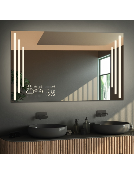 Rechteckiger Badezimmerspiegel mit Wi-Fi-Wetterstation - ALIS LED PREMIUM