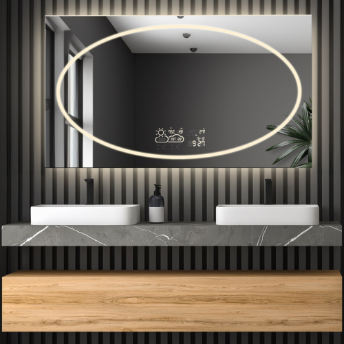 Rechteckiger Badezimmerspiegel mit Wi-Fi-Wetterstation -...