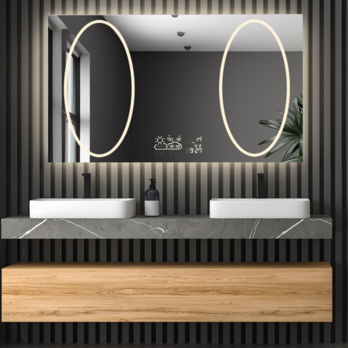 Rechteckiger Badezimmerspiegel mit Wi-Fi-Wetterstation -...