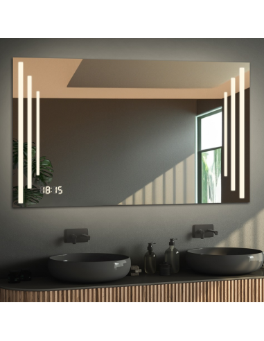 Rechteckiger Badezimmerspiegel mit Digitaluhr...