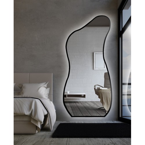 Organisch geformter Spiegel im Rahmen mit Beleuchtung -...