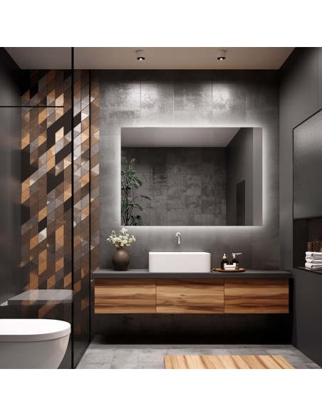 Rechteckiger Badezimmerspiegel mit Hintergrundbeleuchtung - AGIS LED