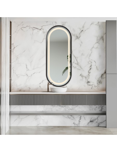 Ovaler Spiegel in MDF-Rahmen mit Beleuchtung - OSKAR IM LED-RAHMEN III