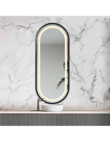 Ovaler Spiegel in MDF-Rahmen mit Beleuchtung -...