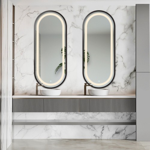Satz ovale Spiegel in MDF-Rahmen mit Beleuchtung - SATZ...
