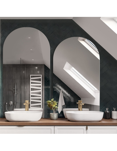 Set aus zwei halbovalen Badezimmerspiegeln -...