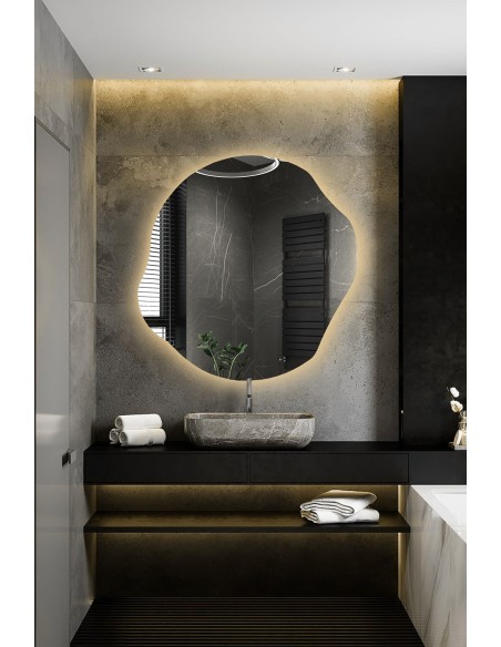Organisch geformter Spiegel mit Beleuchtung - CYRKON LED