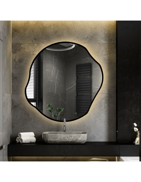 Organisch geformter Spiegel in Rahmen mit Beleuchtung - CYRKON IM LED-RAHMEN