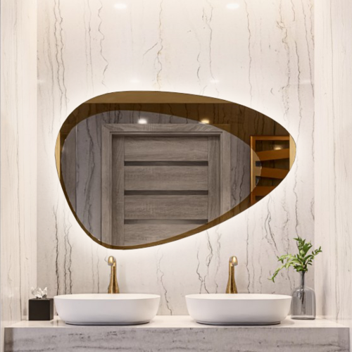 Spiegel mit organischer Form und Beleuchtung - KALCYT LED