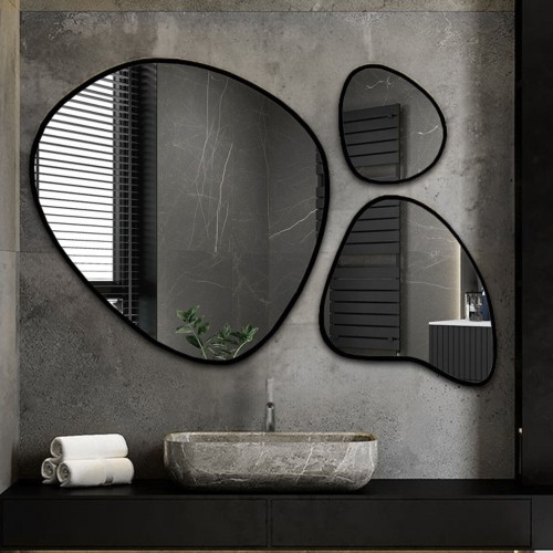 Set aus drei organisch geformten Spiegeln im Rahmen -... 2