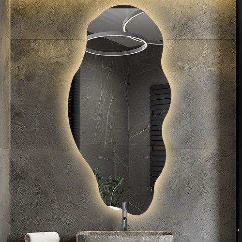 Dekoratives Spiegel mit organischer Form und Beleuchtung... 2