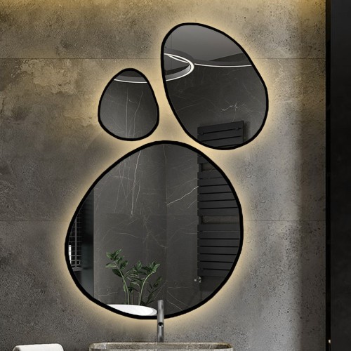 Set aus drei organischen Spiegeln mit Rahmen und... 2