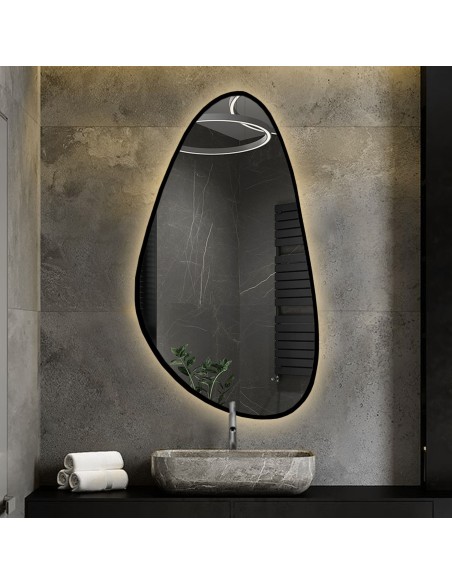 Spiegel in unregelmäßiger Form im Rahmen mit Beleuchtung - SYDERYT IM LED-RAHMEN