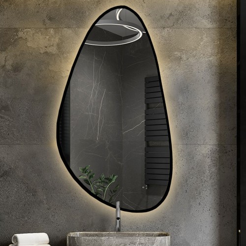 Spiegel in unregelmäßiger Form im Rahmen mit Beleuchtung... 2