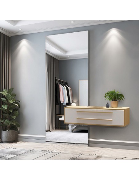 Großer rechteckiger Badezimmerspiegel mit Ausschnitt für ein Schränkchen - AGIS