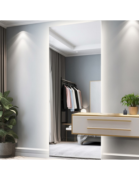 Großer rechteckiger Badezimmerspiegel mit Ausschnitt für den Schrank mit Beleuchtung - AGIS LED