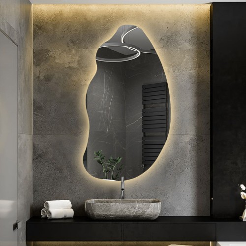 Spiegel in organischer Form mit Beleuchtung - TOPAZ LED