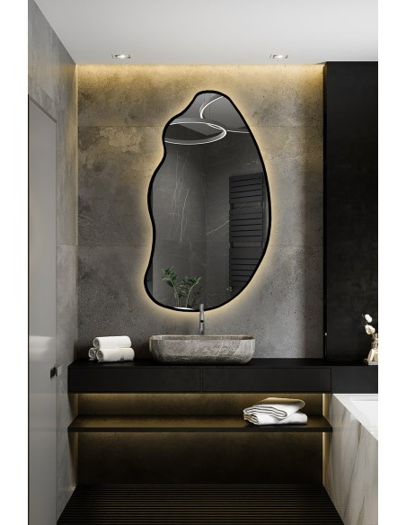 Spiegel in organischer Form im Rahmen mit Beleuchtung - TOPAZ IM LED-RAHMEN