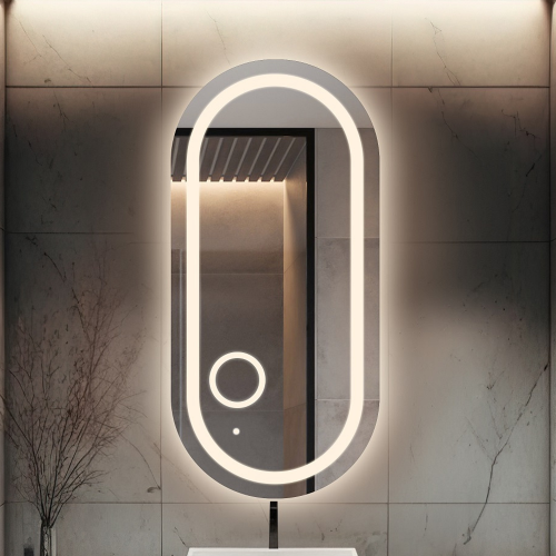 Ovales Badezimmerspiegel mit Zoom-LED-Spiegel - HOLI LED...