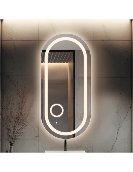 Ovales Badezimmerspiegel mit Zoom-LED-Spiegel - HOLI LED PREMIUM