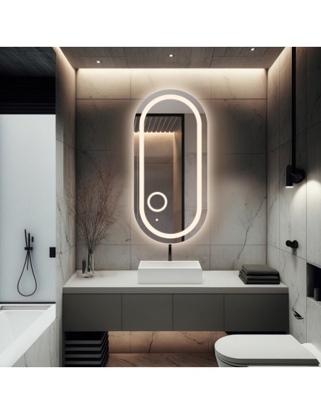 Ovales Badezimmerspiegel mit Zoom-LED-Spiegel - HOLI LED PREMIUM