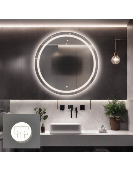 Runde Badezimmerspiegel mit Antibeschlagheizmatte - MAIA LED PREMIUM