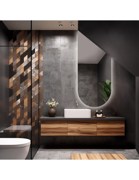 Halbovales Spiegel mit Abschrägung für Dachboden mit Beleuchtung - FRANK LED