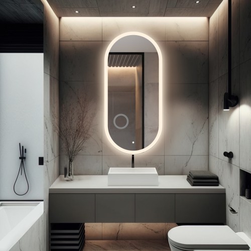 Ovales Badezimmerspiegel mit Zoomspiegel und Schalter -... 2