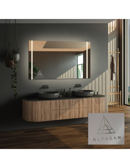 Rechteckiger Badezimmerspiegel mit Logo - FLAWIA LED PREMIUM