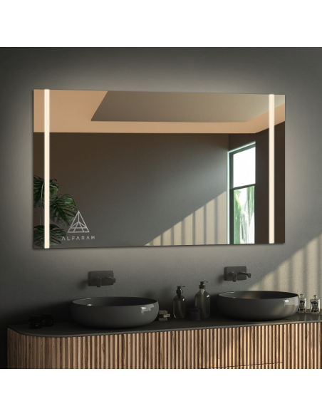 Rechteckiger Badezimmerspiegel mit Logo - FLAWIA LED PREMIUM