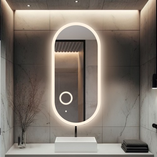 Ovales Badezimmerspiegel mit Zoom-LED-Spiegel - ROMI LED...