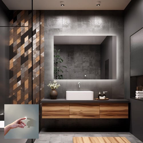 Rechteckiger Badezimmerspiegel mit Schalter - AGIS LED... 2