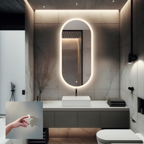 Ovales Badezimmerspiegel mit Schalter - ROMI LED PREMIUM 2