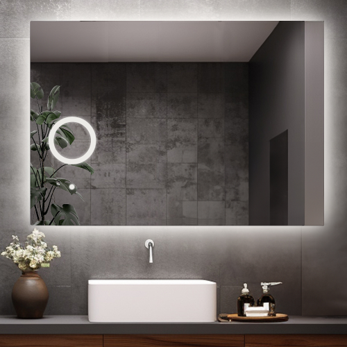 Badezimmerspiegel rechteckig mit Zoom-LED-Spiegel - AGIS...