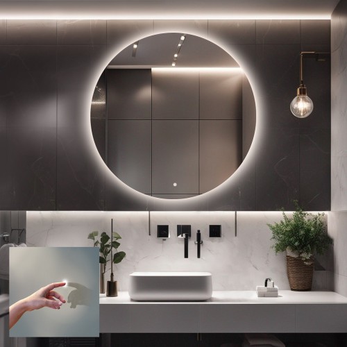 Badezimmerspiegel rund mit Schalter - LED-KREIS PREMIUM 2