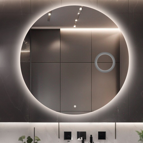 Badezimmerspiegel rund mit Zoomspiegel und Schalter -...