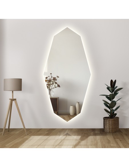 Dekorativer Spiegel mit scharfer, organischer Form und LED-Beleuchtung - RIOLIT LED
