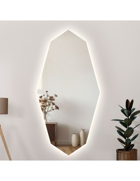 Dekorativer Spiegel mit scharfer, organischer Form und LED-Beleuchtung - RIOLIT LED