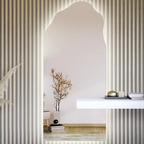 Spiegel in unregelmäßiger Form mit Ausschnitt für einen... 2