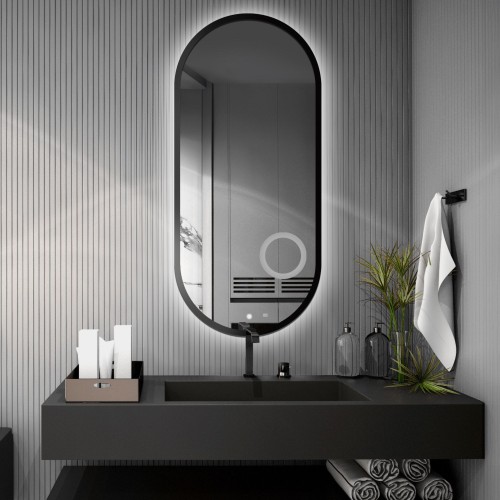 Ovales Spiegel im Rahmen mit Zoomspiegel und Schalter -...