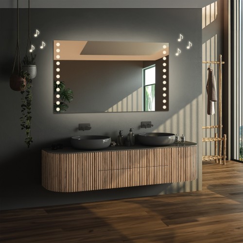 Rechteckiger Badezimmerspiegel mit Bluetooth-Lautsprecher...