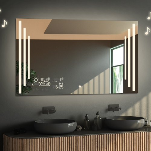 Rechteckiger Badezimmerspiegel mit  Wi-Fi-Wetterstation,... 2