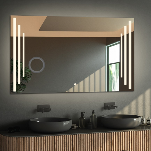 Rechteckiger Badezimmerspiegel mit Zoomspiegel und...