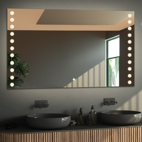 Rechteckiger Badezimmerspiegel mit Bluetooth-Lautsprecher...