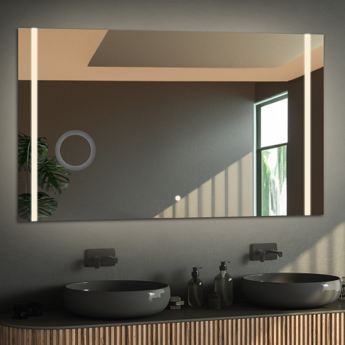 Rechteckiger Badezimmerspiegel mit Zoomspiegel und...