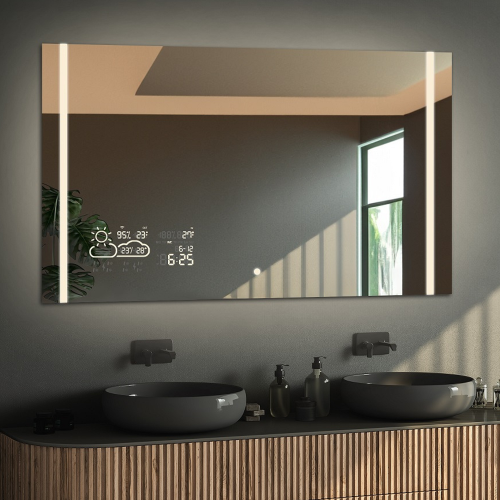 Rechteckiger Badezimmerspiegel mit Wi-Fi-Wetterstation...