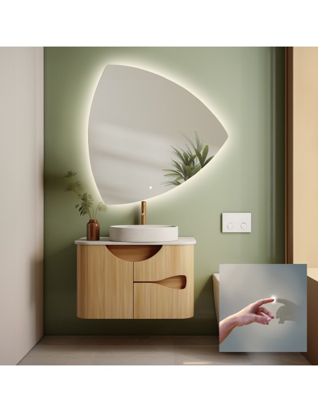 Badezimmerspiegel in unregelmäßiger Form mit Schalter - KARO LED PREMIUM