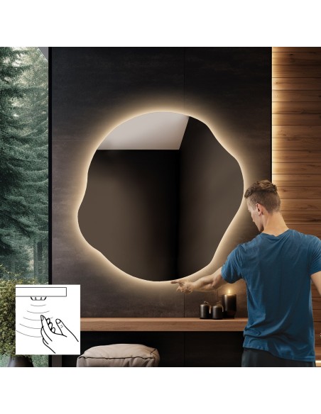 Badezimmerspiegel in unregelmäßiger Form mit Sensorschalter - CYRKON LED PREMIUM