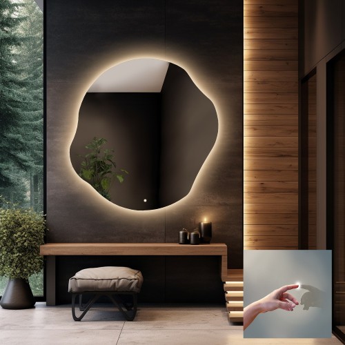 Badezimmerspiegel in unregelmäßiger Form mit Schalter -...