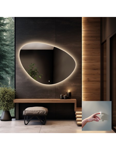 Badezimmerspiegel in unregelmäßiger Form mit Schalter - OBSYDIAN LED PREMIUM